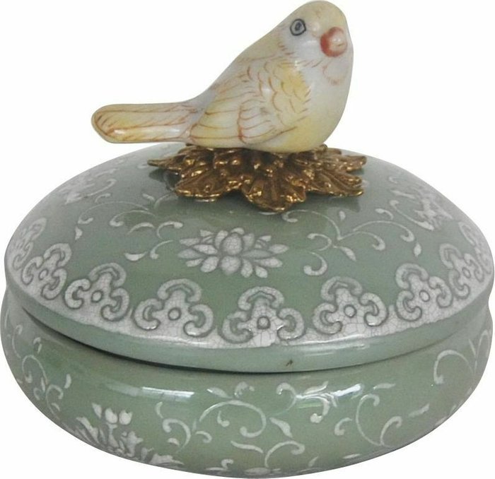 Шкатулка с птичкой из фарфора мятного цвета - купить Шкатулки по цене 3999.0