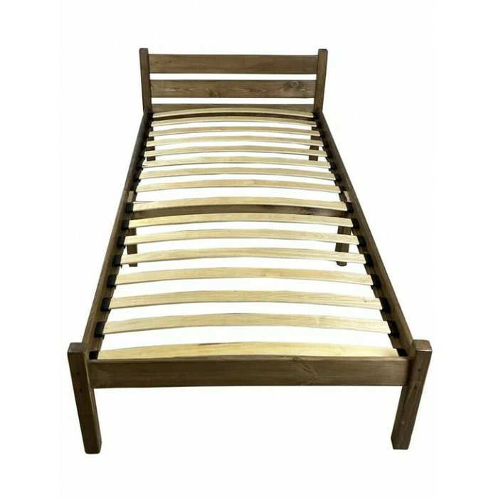 Кровать Компакт сосновая с ортопедическим основанием 80х190 цвета темный дуб - лучшие Кровати для спальни в INMYROOM