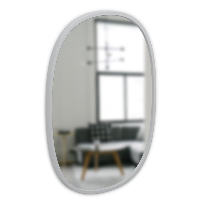 Настенное зеркало овальное Hub в раме серого цвета - лучшие Настенные зеркала в INMYROOM