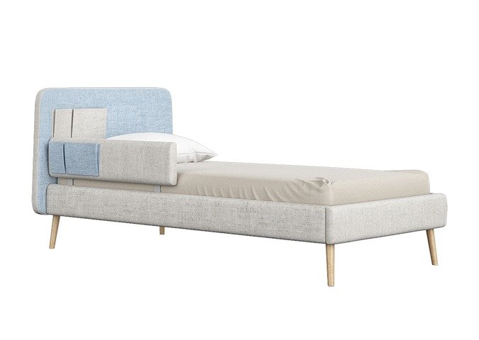 Кровать Soft 90х200 бежево-голубого цвета - купить Одноярусные кроватки по цене 49500.0 Кровать Soft 90х200 бежево-голубого цвета - купить Одноярусные кроватки по цене 49500.0