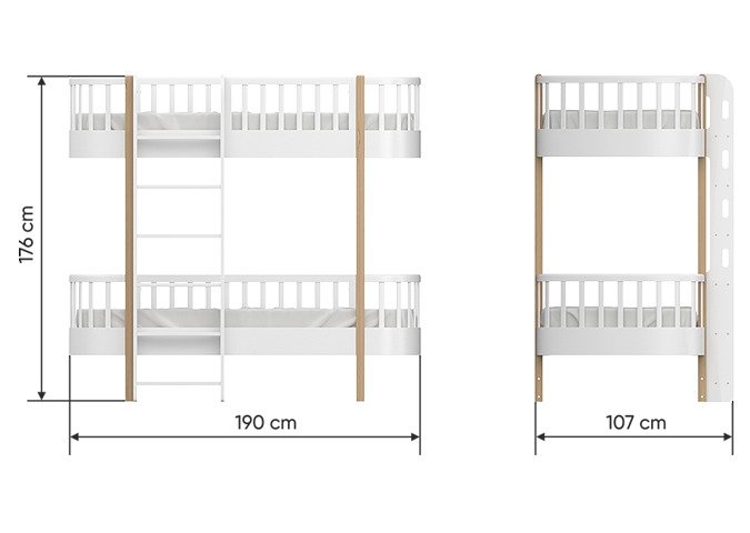 Двухъярусная кровать Classic 85х185 молочного цвета - лучшие Двухъярусные кроватки в INMYROOM