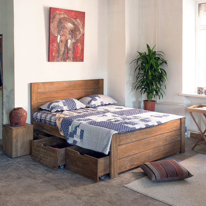 Кровать d-Bodhi HongKong Queen 3box из массива тика 160x200 - купить Кровати для спальни по цене 184090.0
