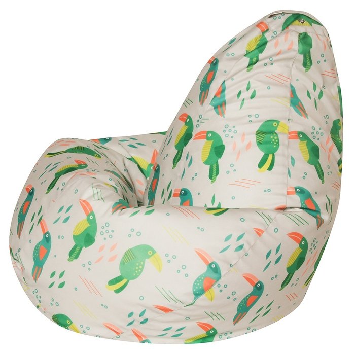 Кресло-мешок Груша XL Какаду бело-зеленого цвета - купить Бескаркасная мебель по цене 3599.0