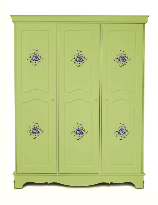 Шкаф трехстворчатый Belle Fleur Olive с объемным рисунком
