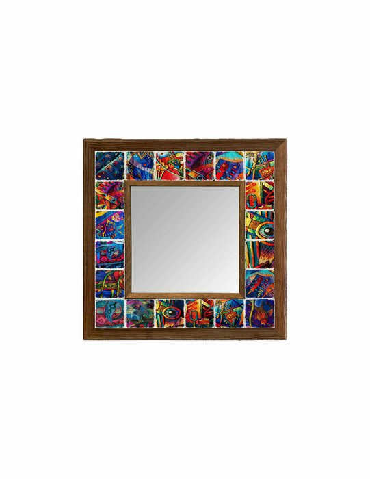 Настенное зеркало 33x33 с мозаикой из натурального камня 