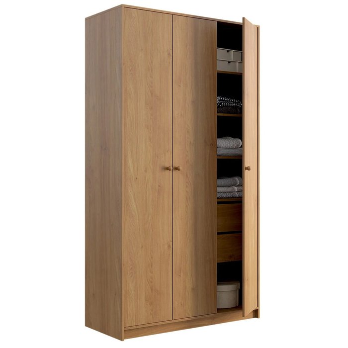 Распашной шкаф Wood бежевого цвета