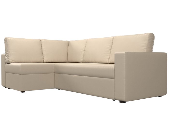 Угловой диван-кровать Оливер бежевого цвета (экокожа) левый угол - лучшие Угловые диваны в INMYROOM