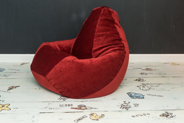 Кресло-мешок Груша в обивке из микровельвета бордового цвета  - лучшие Бескаркасная мебель в INMYROOM