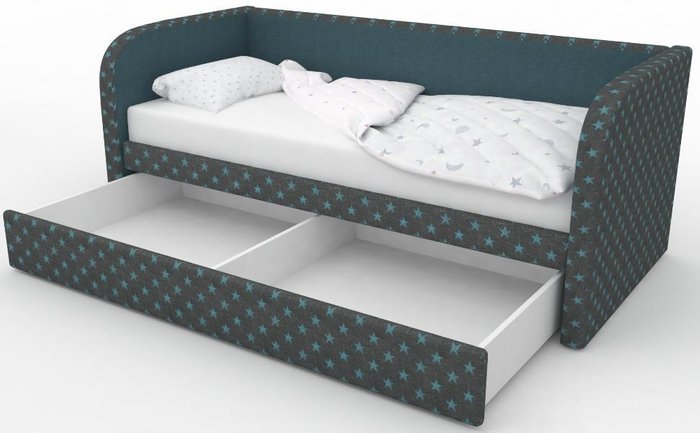 Диван-кровать Уно серого цвета с бельевым ящиком - купить Прямые диваны по цене 20800.0