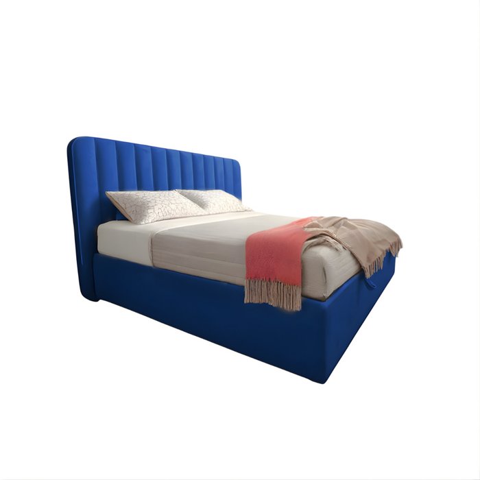 Кровать Beauty 120х200 синего цвета с подъемным механизмом