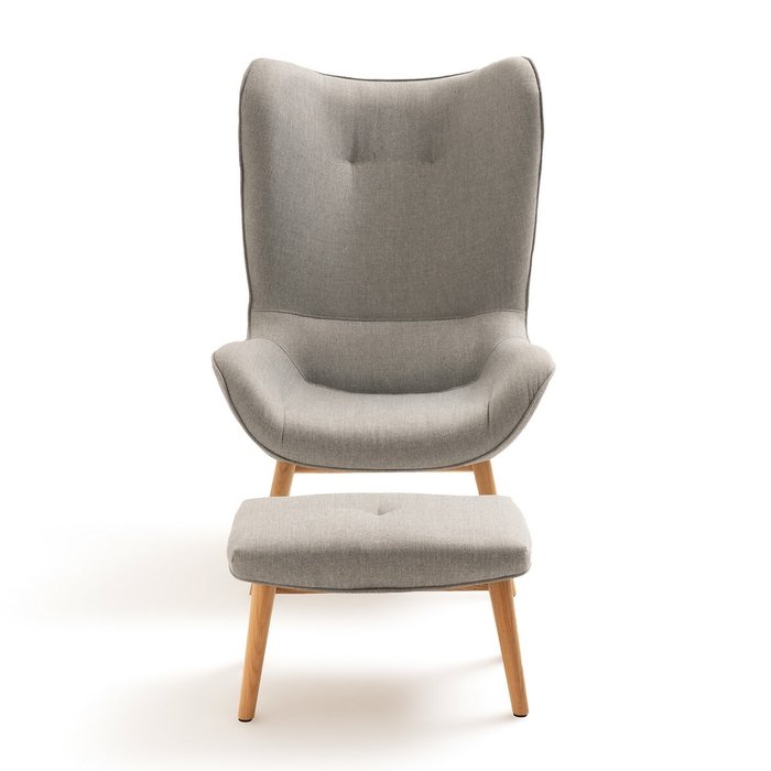 Кресло с загнутыми краями и подставкой для ног Crueso серого цвета - купить Интерьерные кресла по цене 56287.0