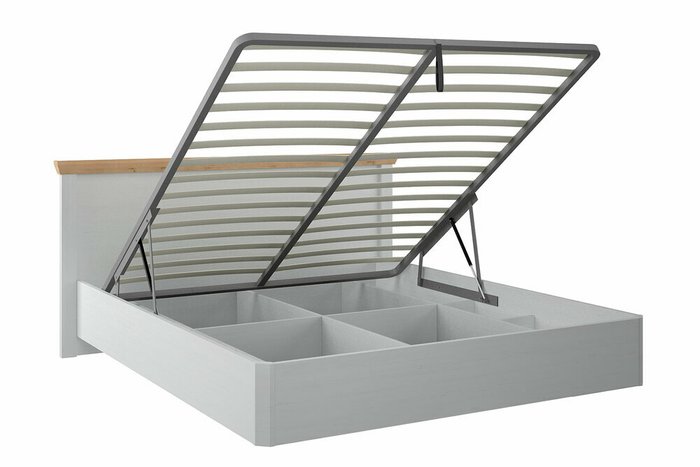 Кровать Магнум 140х200 бело-серого цвета с подъемным механизмом - лучшие Кровати для спальни в INMYROOM