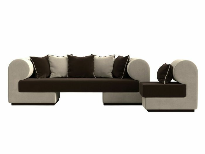 Набор мягкой мебели Кипр 2 бежево-коричневого цвета - купить Комплекты мягкой мебели по цене 71998.0