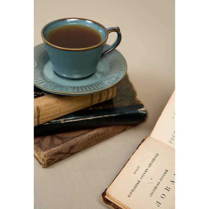 Набор из двух чайных пар Antique серо-черного цвета - лучшие Для чая и кофе в INMYROOM