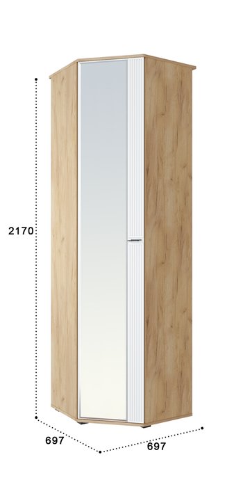 Шкаф угловой с зеркалом Эмилия бело-коричневого цвета - купить Шкафы распашные по цене 24949.0