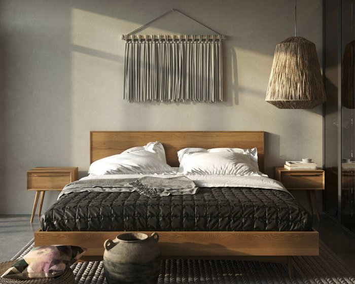 Кровать двуспальная Bruni из массива и шпона ясеня 180х200 - купить Кровати для спальни по цене 125253.0