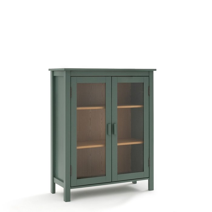 Шкаф-витрина низкий Alvina зеленого цвета