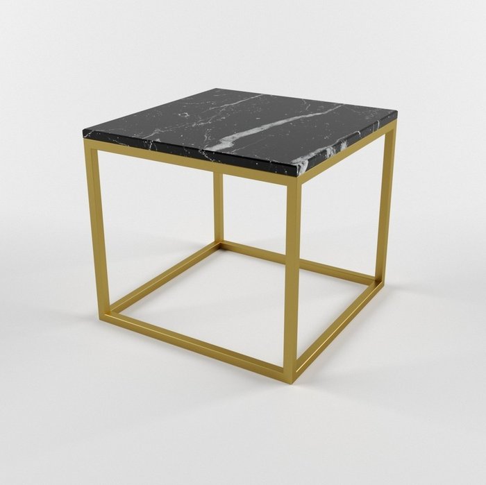 Журнальный столик с мраморной столешницей CUBUS gold