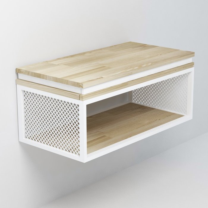 Подвесной столик со встроенным ящиком Space белого цвета