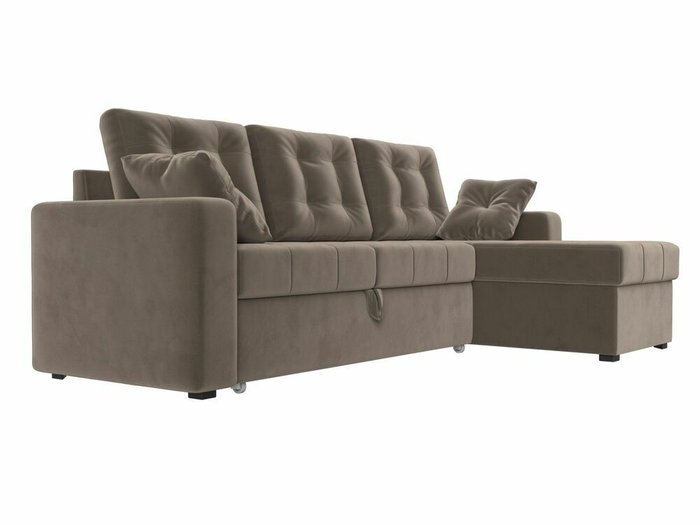 Угловой диван-кровать Камелот коричневого цвета правый угол - лучшие Угловые диваны в INMYROOM