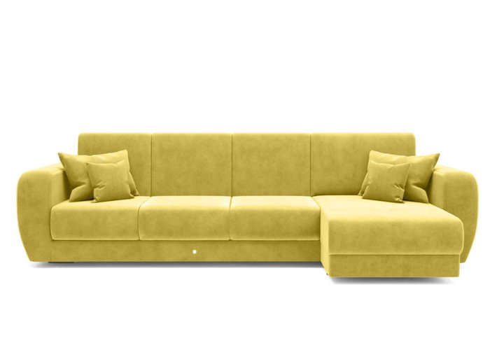 Угловой диван-кровать желто-бежевого цвета 