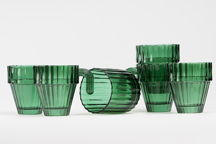 Набор из 6-ти стеклянных стаканов saguaro зеленый - купить Бокалы и стаканы по цене 4050.0