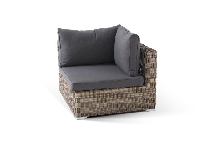 Модуль угловой Лунго с подушками бежево-коричневого цвета - купить Садовые кресла по цене 40935.0