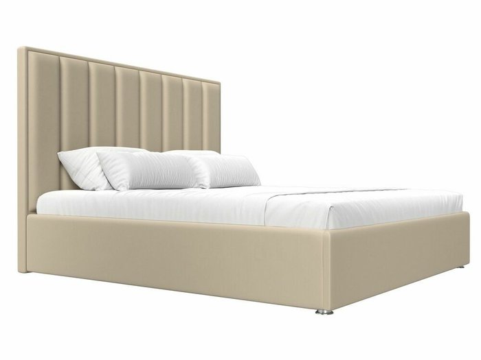 Кровать Афродита 180х200 бежевого цвета с подъемным механизмом (экокожа) - лучшие Кровати для спальни в INMYROOM