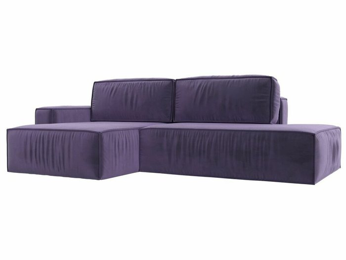 Угловой диван-кровать Прага модерн темно-фиолетового цвета левый угол