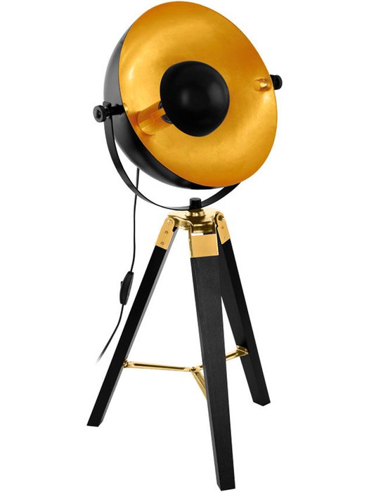 49617 Настольная лампа COVALEDA с ножн. выкл., 1х60W (E27), 380, H735, дерево, сталь, черный, латун - купить Настольные лампы по цене 21790