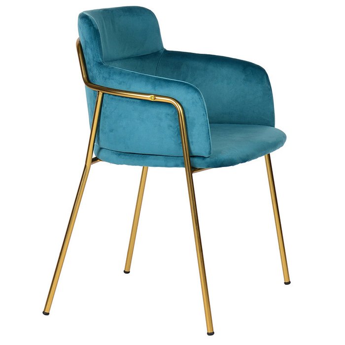 Кресло Strike Aquamarine с обивкой из синего вельвета - купить Обеденные стулья по цене 11410.0