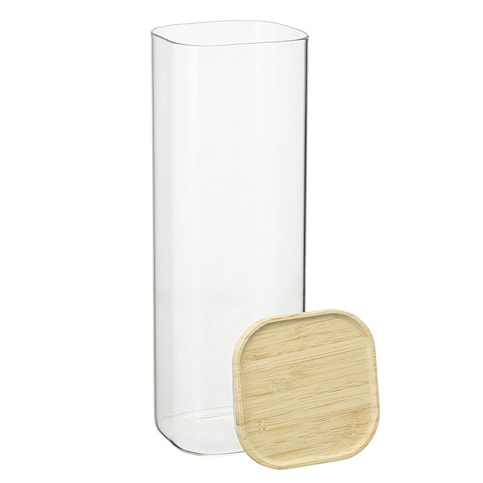 Банка для хранения квадратная Glass Bamboo 2,2 л - лучшие Емкости для хранения в INMYROOM