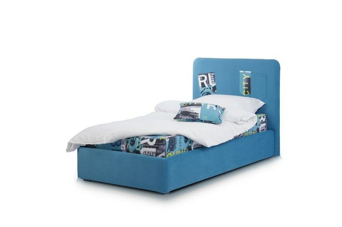 Кровать с подъемным механизмом Fancy 90х190 голубого цвета 
