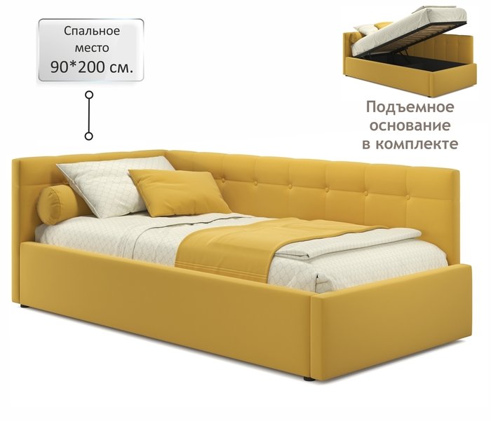Кровать Bonna 90х200 с подъемным механизмом желтого цвета - лучшие Кровати для спальни в INMYROOM