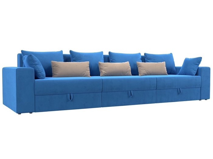 Прямой диван-кровать Мэдисон Long бежево-голубого цвета
