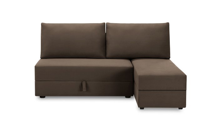 Угловой диван-кровать с оттоманкой Джелонг Лайт коричневого цвета - купить Угловые диваны по цене 64000.0