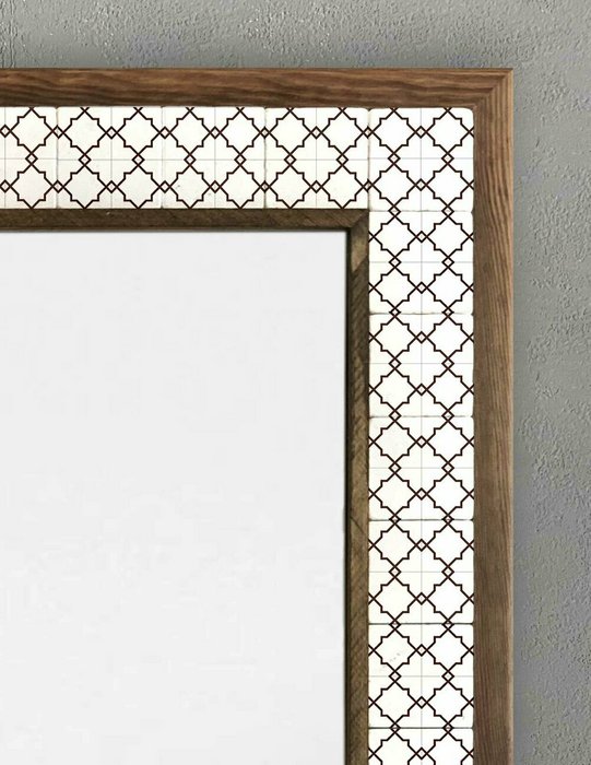 Настенное зеркало с каменной мозаикой 53x73 бело-коричневого цвета - лучшие Настенные зеркала в INMYROOM