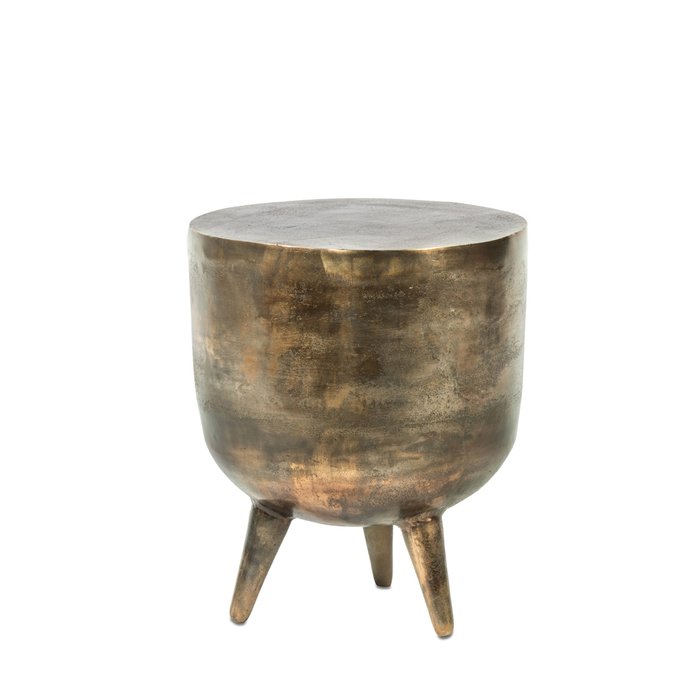 Винтажный металлический столик Drumtable цвета античный золотой 