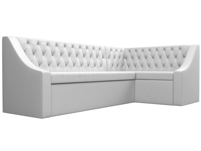 Кухонный угловой диван-кровать Мерлин белого цвета (экокожа) правый угол - лучшие Угловые диваны в INMYROOM