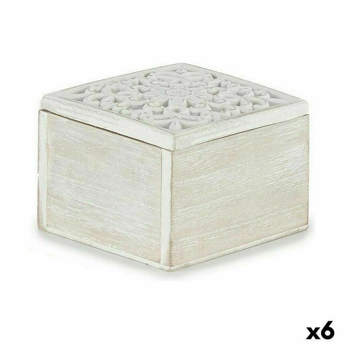 Набор шкатулокБелый Деревянный 11,5 x 8 x 11,5 cm (6 штук) Набор шкатулокБелый Деревянный 11,5 x 8 x 11,5 cm (6 штук)
