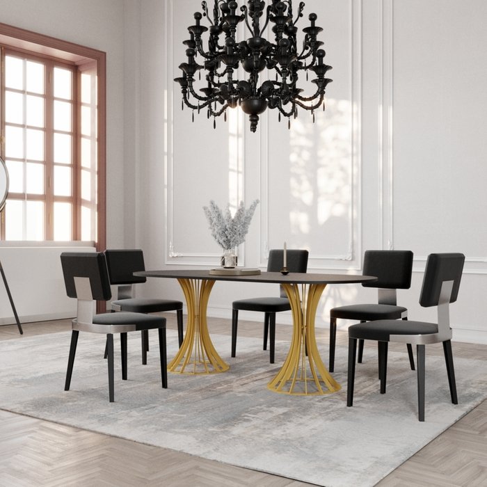 Обеденный стол Салют черно-золотого цвета - купить Обеденные столы по цене 135450.0