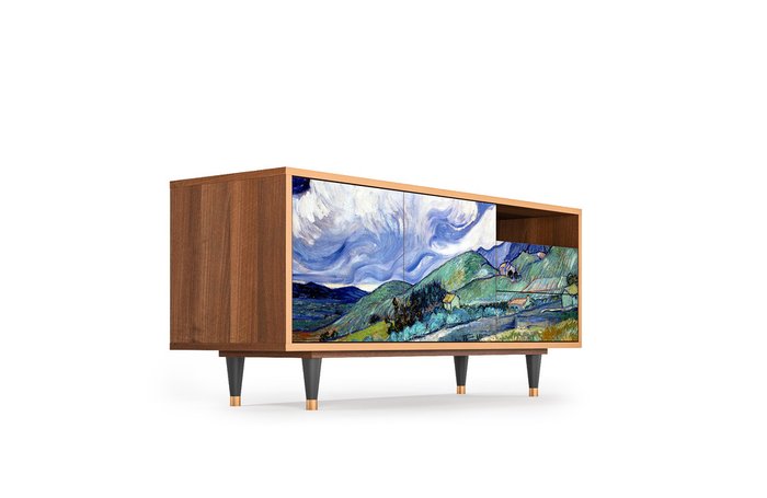Тумба под TV T7 Landscape from Saint-Remy by Vincent van Gogh с корпусом цвета орех - лучшие Тумбы для ТВ в INMYROOM Тумба под TV T7 Landscape from Saint-Remy by Vincent van Gogh с корпусом цвета орех - лучшие Тумбы для ТВ в INMYROOM