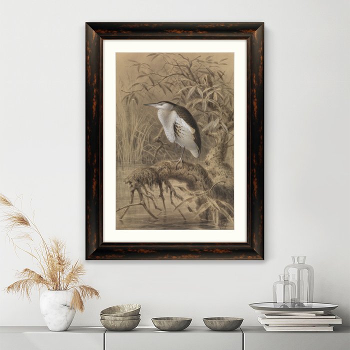 Картина Птица у озера 1890 г.  в раме темно-коричневого цвета - лучшие Картины в INMYROOM