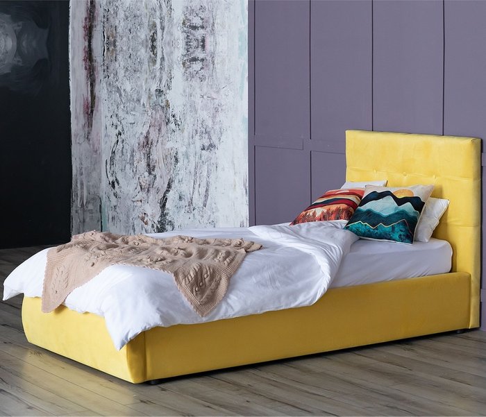 Кровать Selesta 90х200 с подъемным механизмом желтого цвета - лучшие Кровати для спальни в INMYROOM
