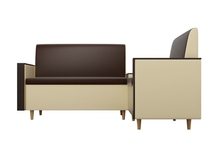 Кухонный угловой диван Модерн бежево-коричнево цвета (экокожа) - купить Угловые диваны по цене 21290.0
