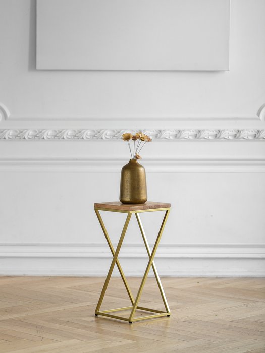 Столик для цветов Loft 60 коричнево-золотого цвета - купить Подставки для цветов по цене 4930.0