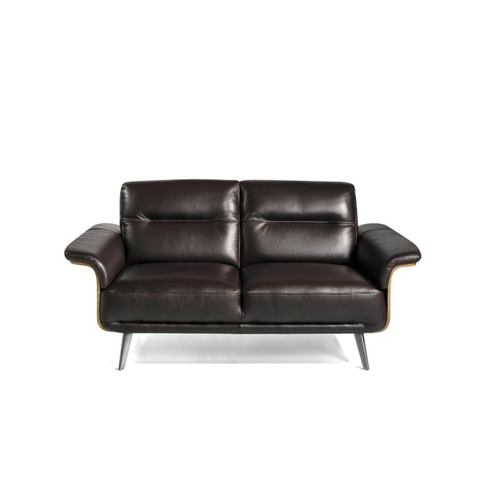 Двухместный кожаный диван черного цвета - купить Прямые диваны по цене 2775990.0