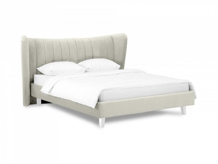 Кровать Queen Agata L 160х200 светло-серого цвета - купить Кровати для спальни по цене 50880.0