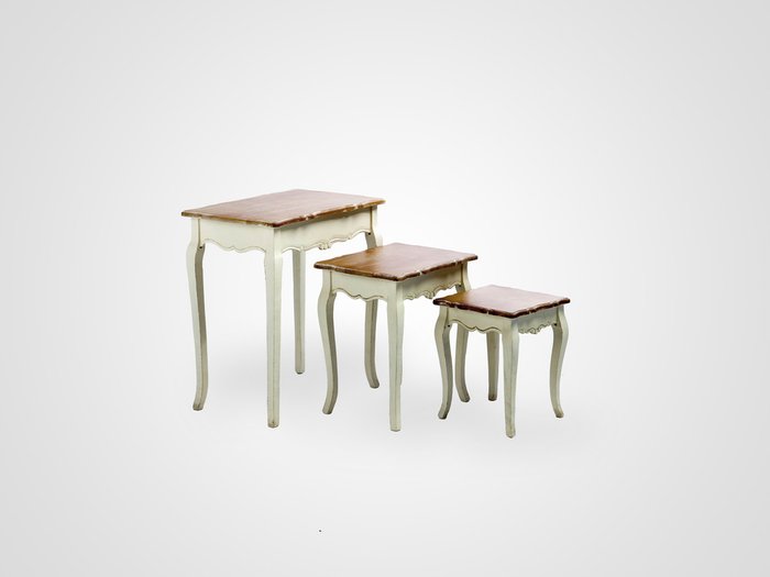 Журнальные столики (комплект) из трех столиков в стиле прованс со старением  