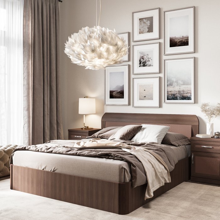 Кровать Магна 160х200 коричневого цвета с подъемным механизмом - лучшие Кровати для спальни в INMYROOM